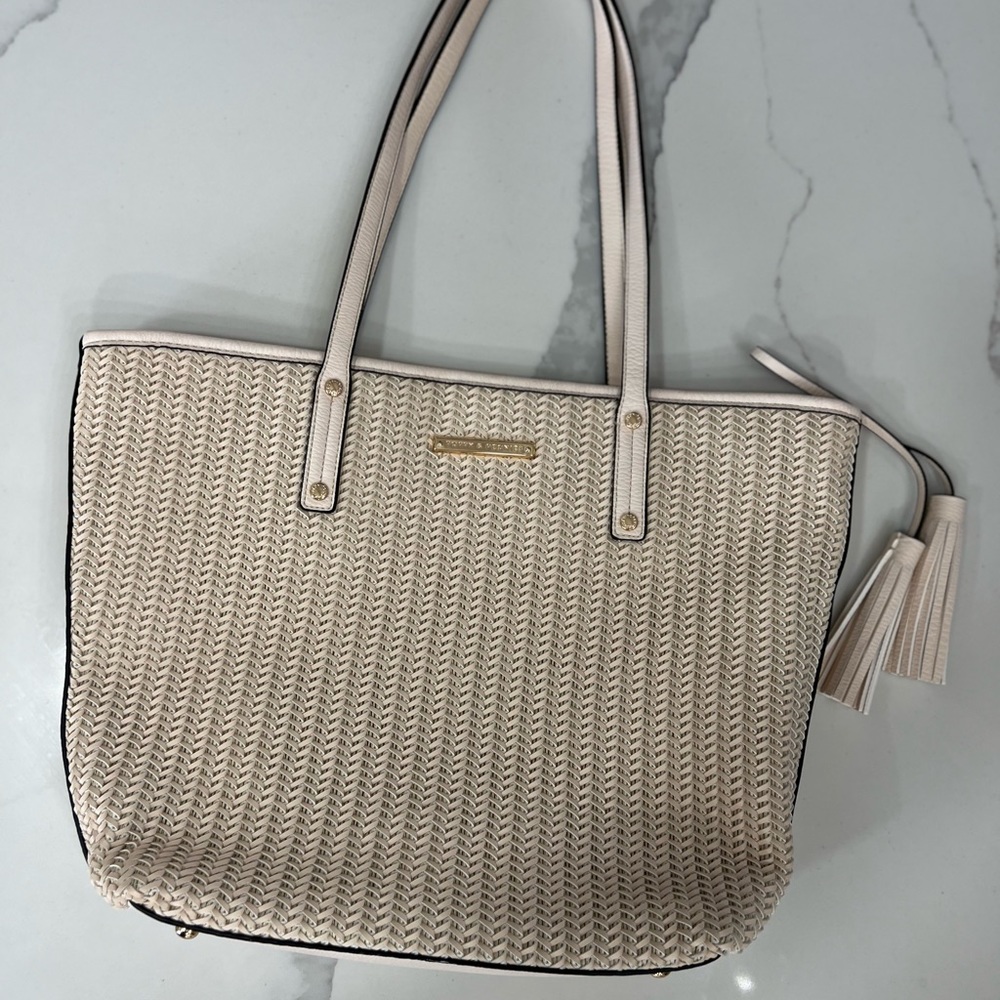Poppy & Peonies Vegan Leather Woven Tote Purse